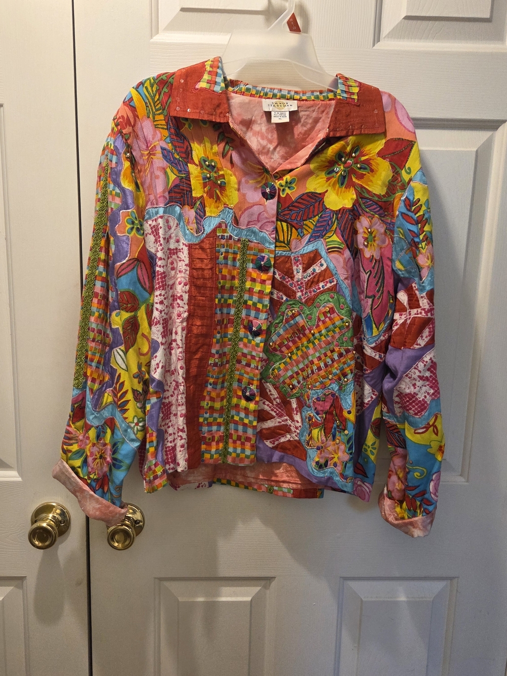 Colorful Floral Patchwork Blazer Jacket - Multicolor